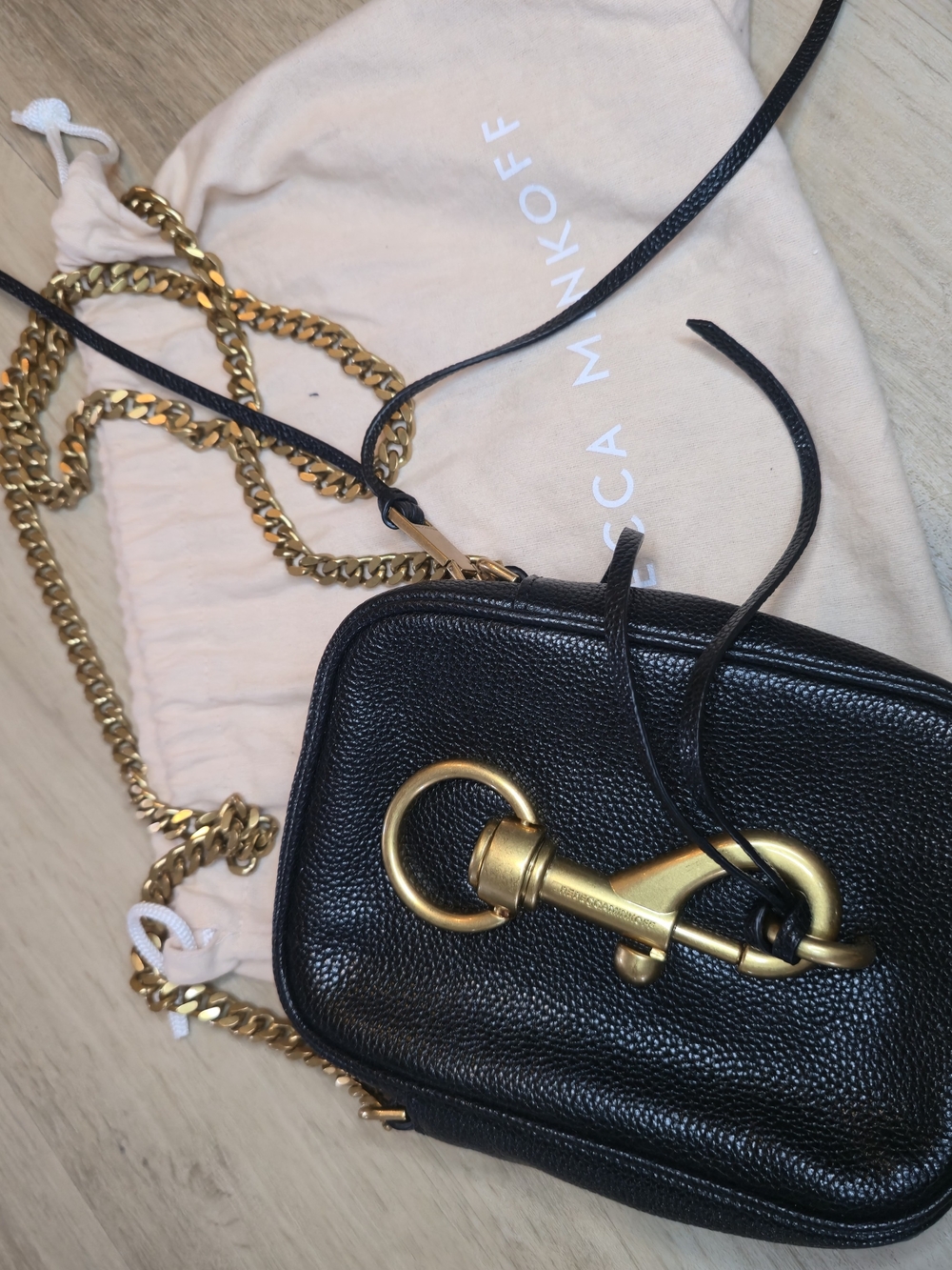 Rebecca Minkoff Black Pebbled Leather Crossbody with Gold Hardware - Picture 2 of 2